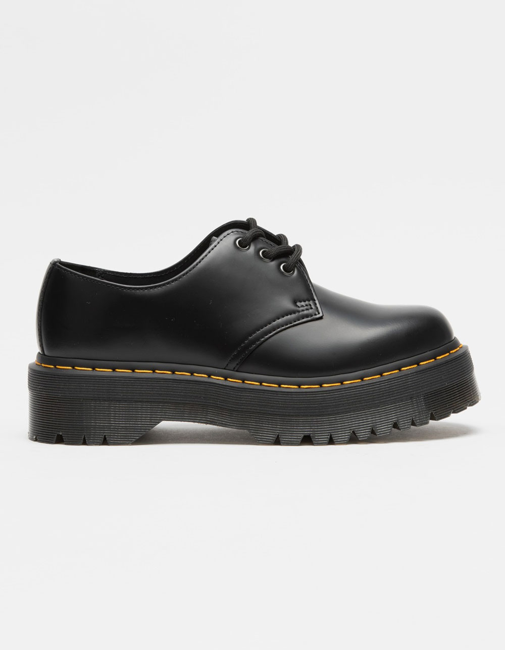DR. MARTENS 1461 Quad Smooth Leather Womens Oxford Platform Shoes - BLACK