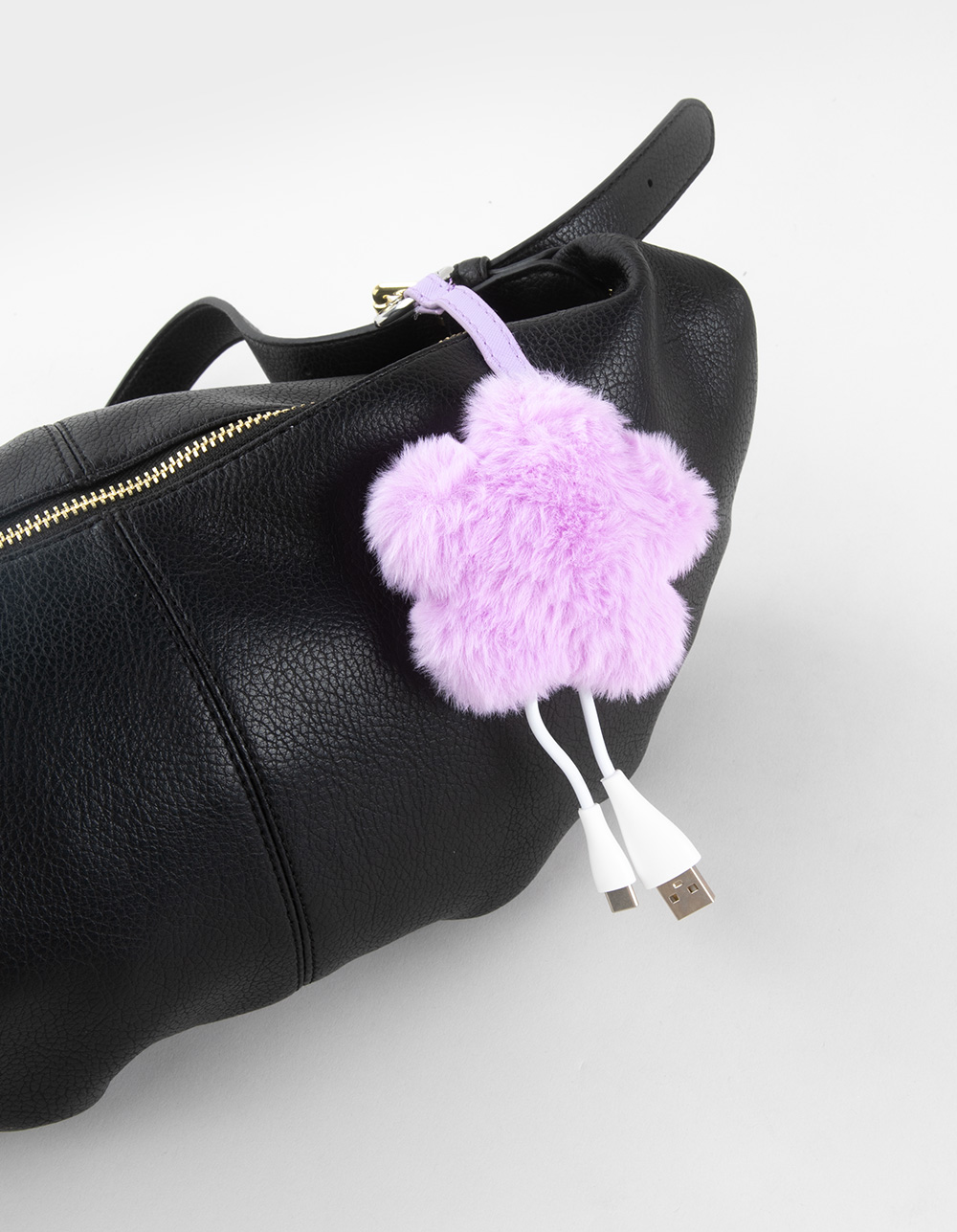 Plush Keychain USB-A to USB-C Phone Charger - LT PURPLE