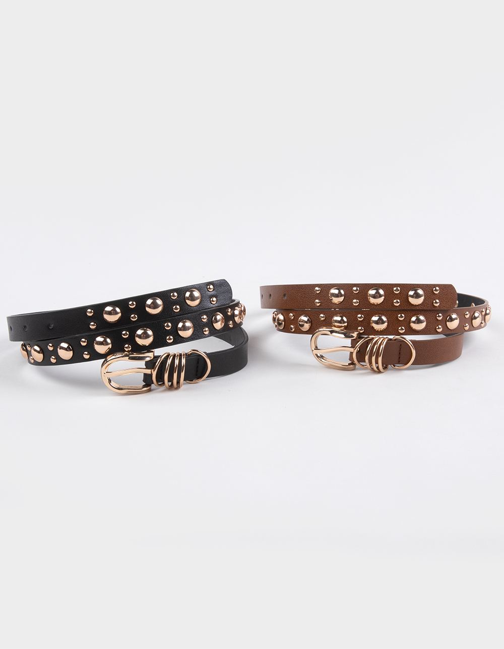 Harlow 2 Pack Stud Belts - BLACK/BROWN