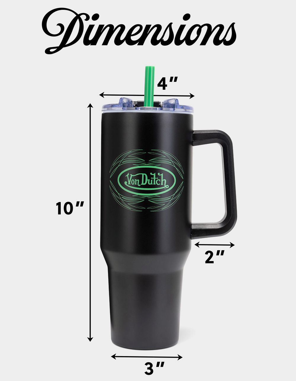 VON DUTCH 40oz Venom Stripe Double Walled Insulated Stainless Steel Tumbler - BLACK