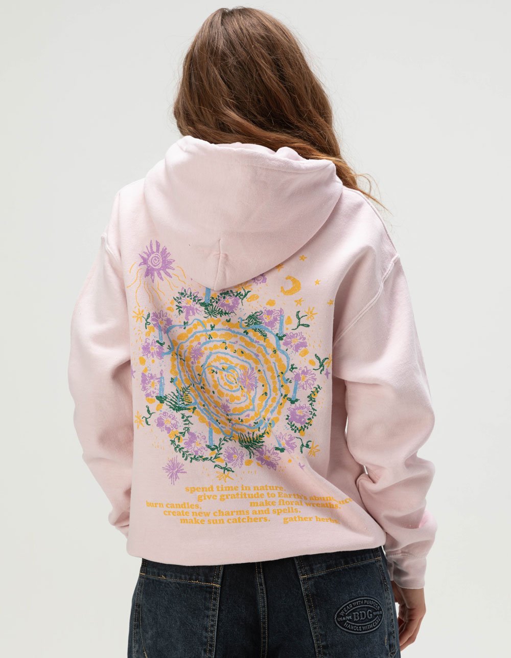 BDG Urban Outfitters Celestial Womens Hoodie - LIGHT PINK