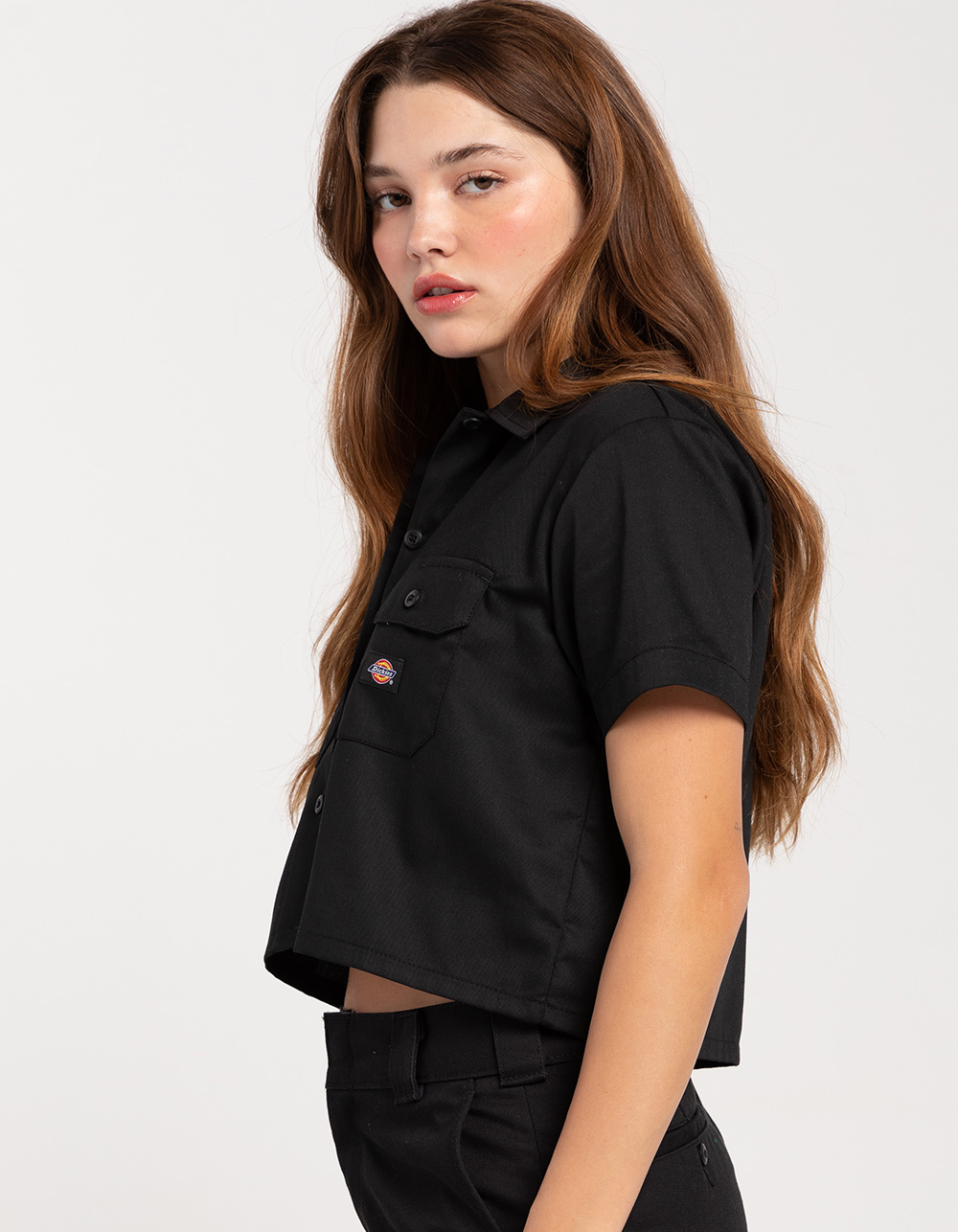 Dickies Cropped Work Shirt - Black - Medium