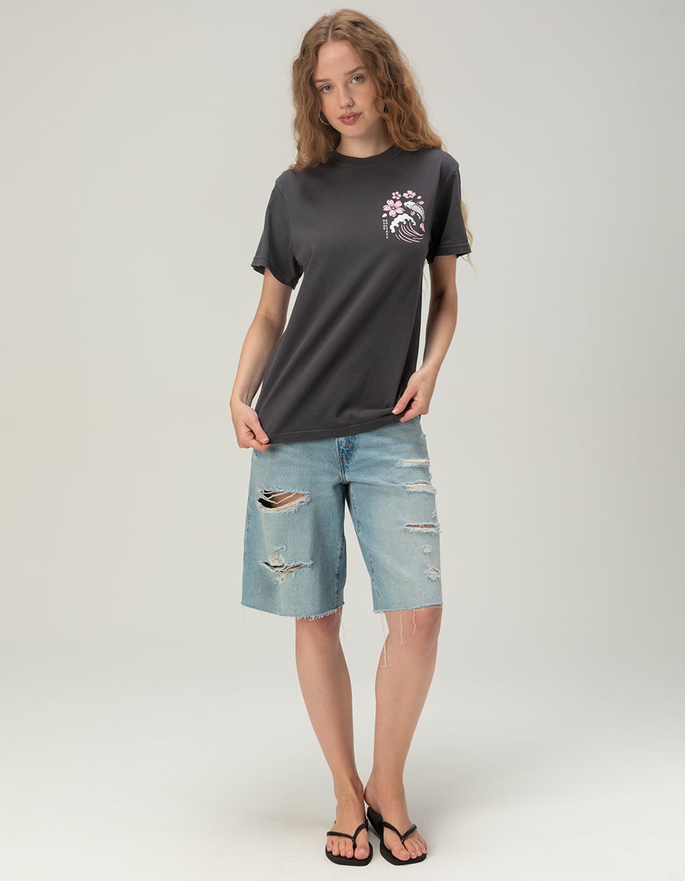 RIOT SOCIETY Fuji Wave Womens Tee - CHARCOAL