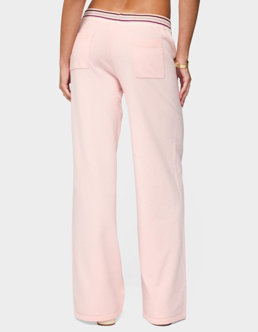 EDIKTED Miya Stripey Knit Pants - LIGHT PINK