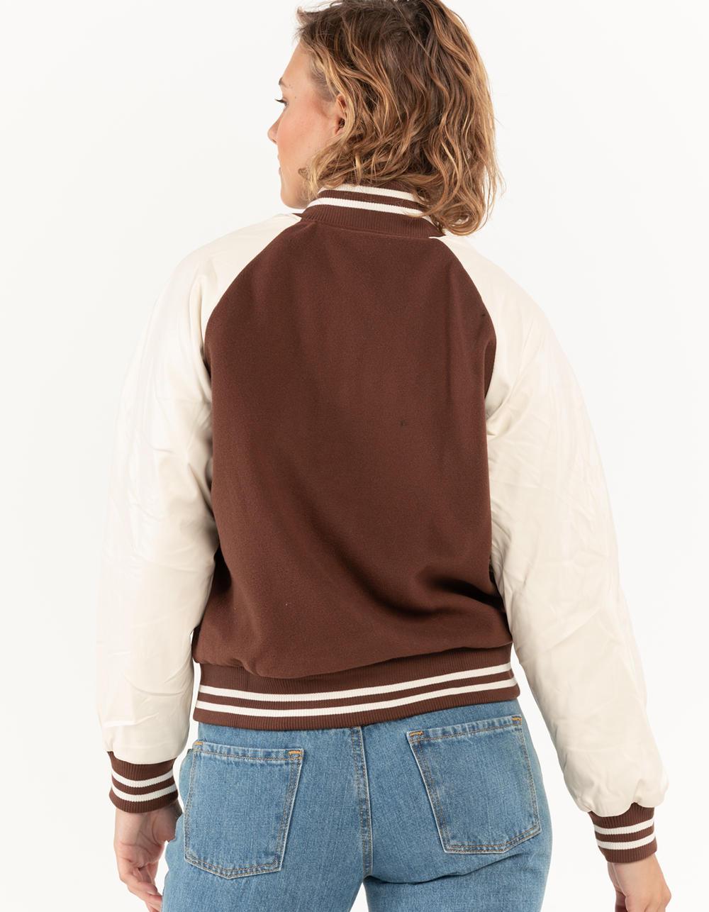 LOVE TREE Patch Womens Varsity Jacket BROWN Tillys