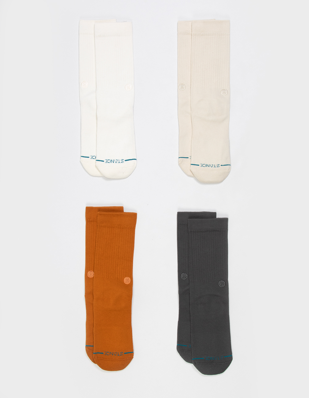 STANCE Icon 4 Pack Mens Crew Socks - CREAM/MULTI