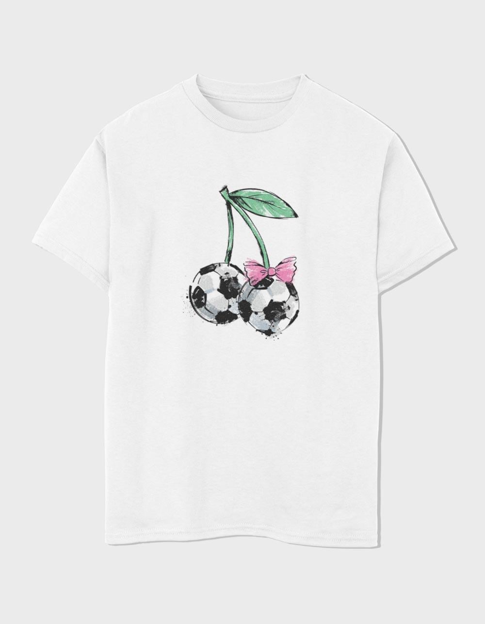 SOCCER Cherries Unisex Kids Tee - WHITE