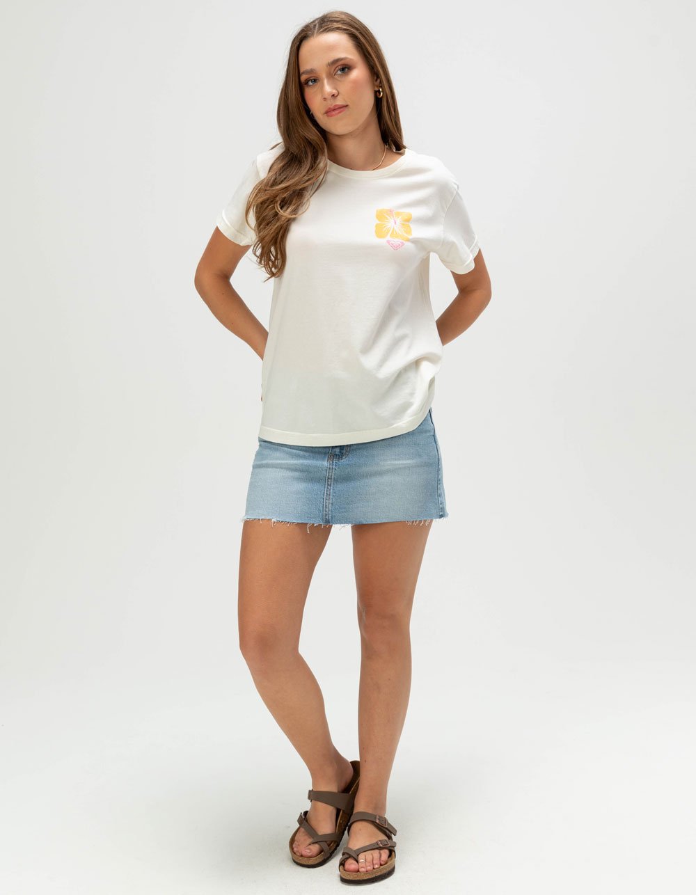 ROXY Hibiscus Block Womens Boyfriend Tee - WHITE