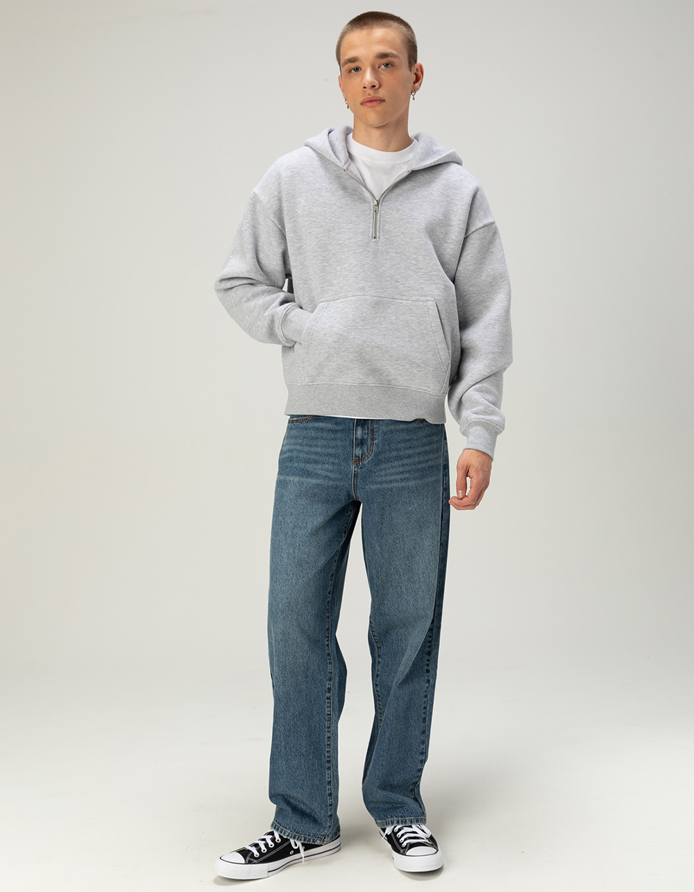 RSQ Mens Quarter Zip Hoodie - HEATHER GRAY