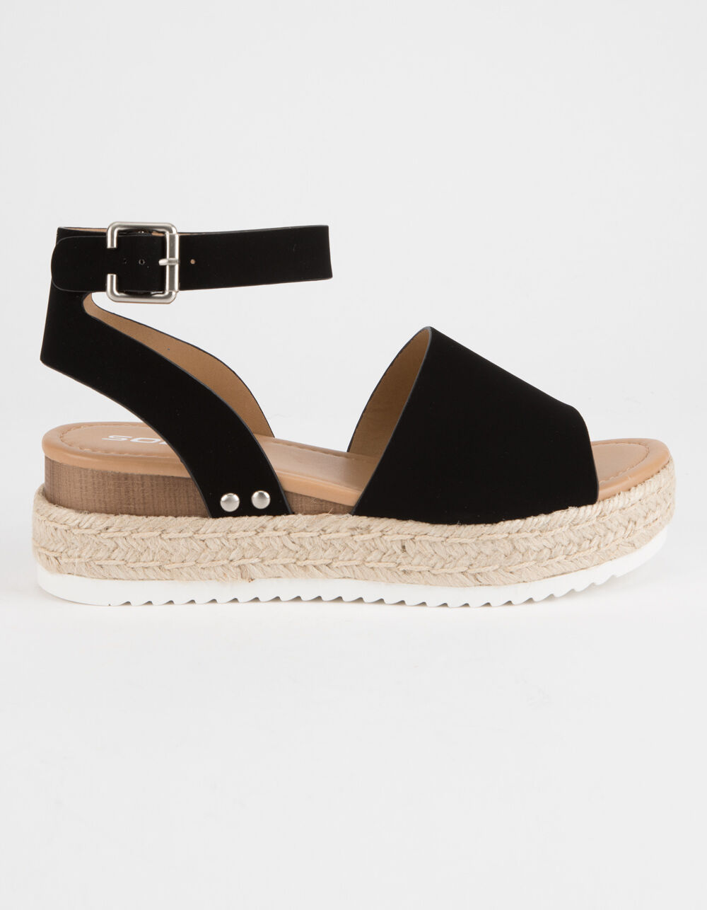 SODA Topic Black Womens Espadrille Flatform Sandals - BLACK