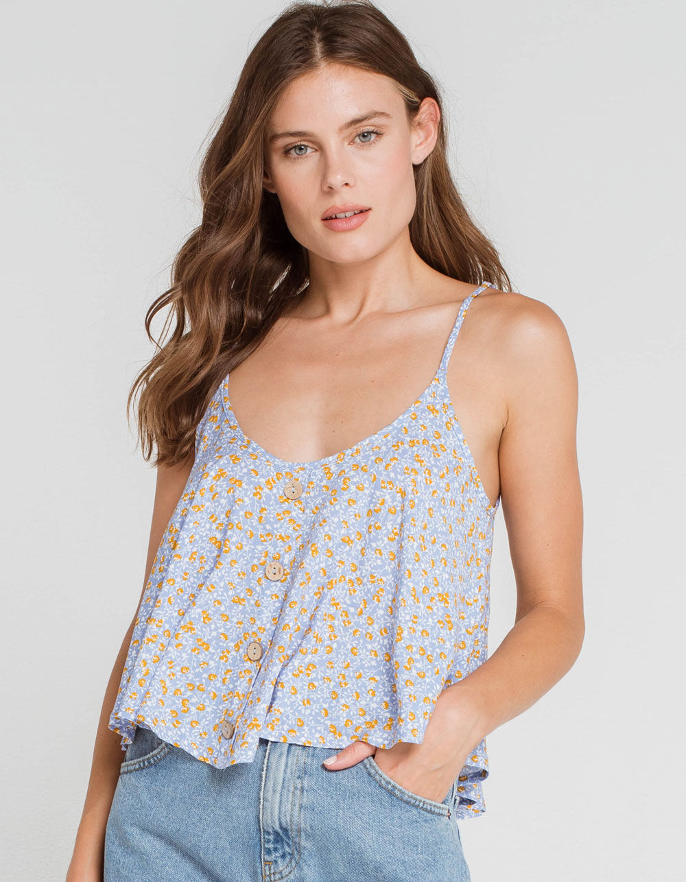 MILEY & MOLLY Button Ditsy Swing Womens Light Blue Cami image number 1