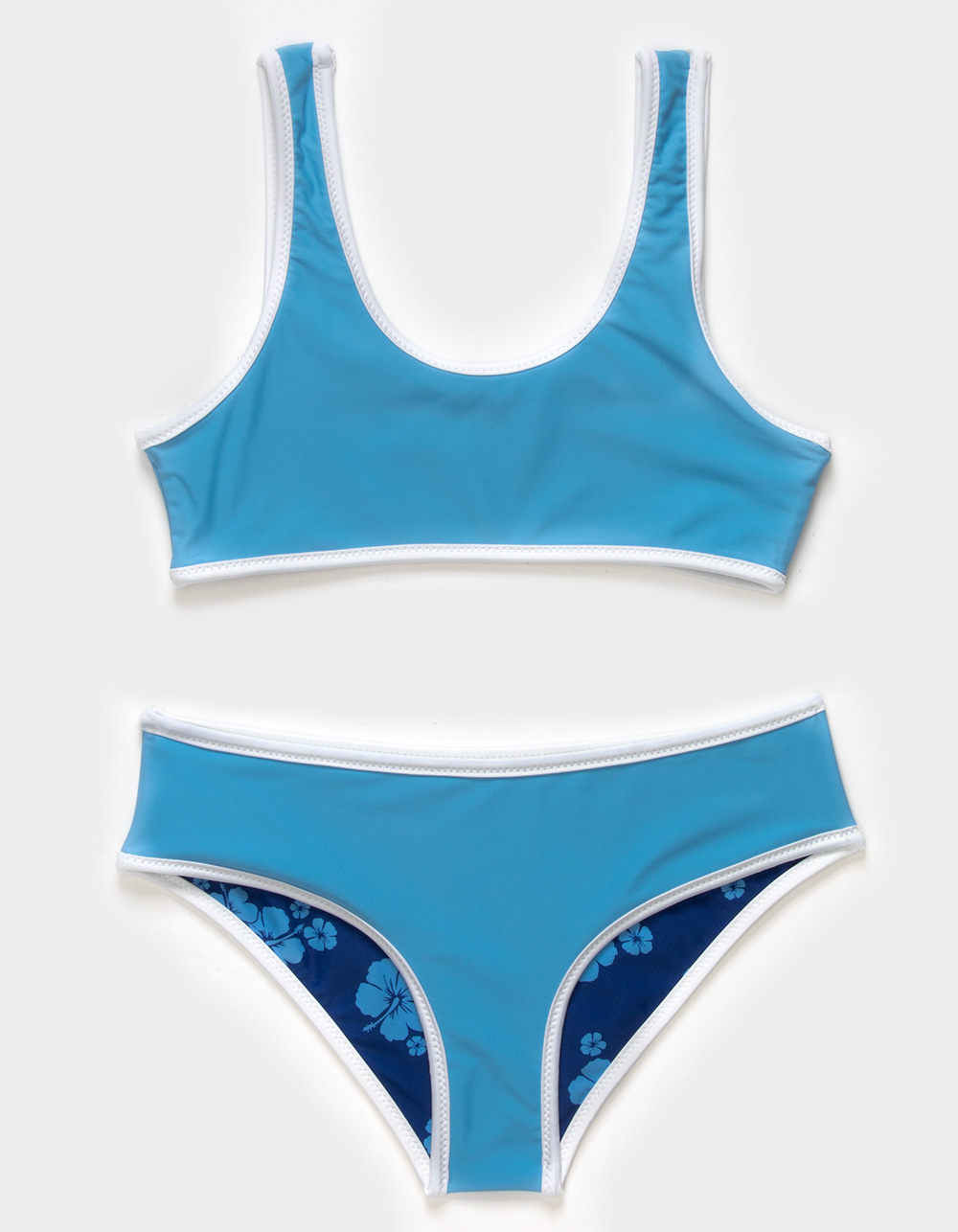 FULL TILT Reversible Girls Bralette Bikini Set - BLUE COMBO