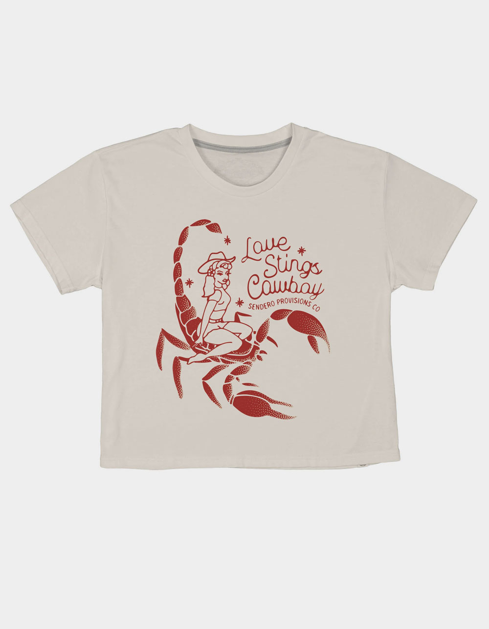 SENDERO PROVISIONS CO. Love Stings Womens Crop Boxy Tee - WHITE
