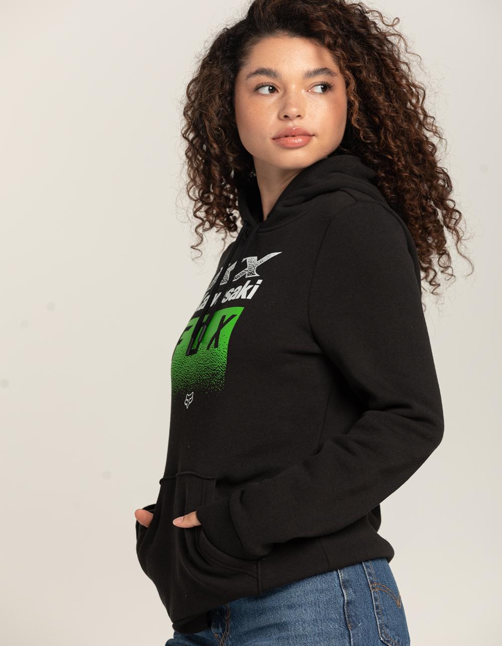 FOX x Kawasaki Womens Hoodie - BLACK