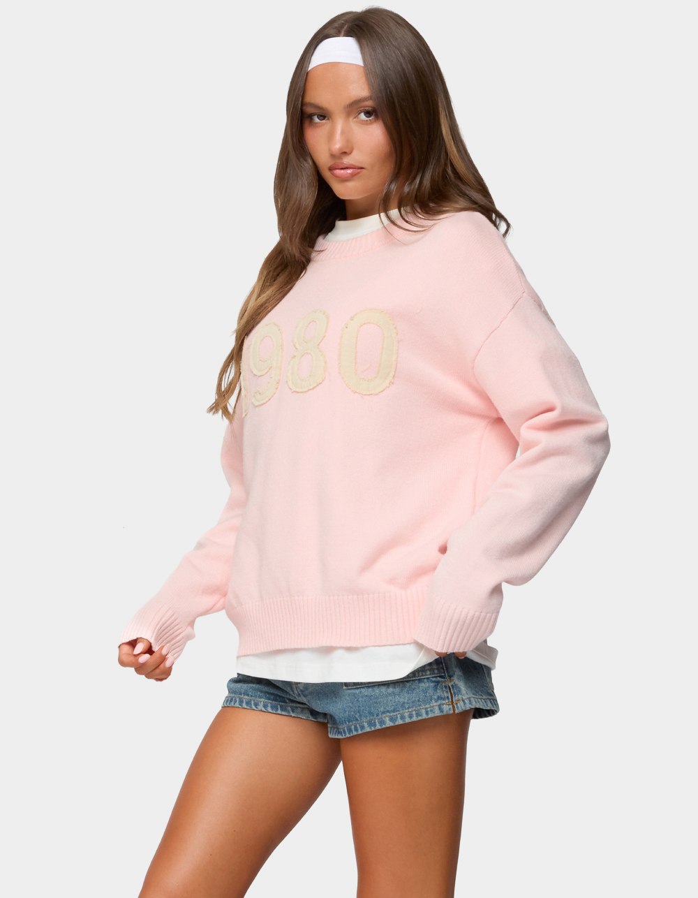 EDIKTED 1980 Oversized Knit Sweater - LIGHT PINK