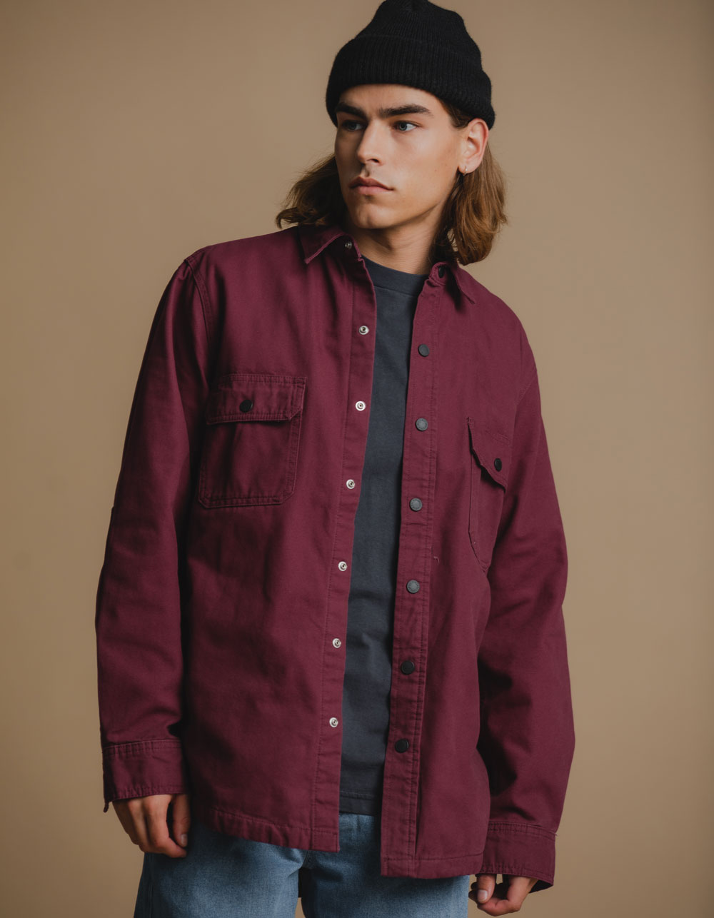 Long Sleeve Flannel-Lined Duck Shirt