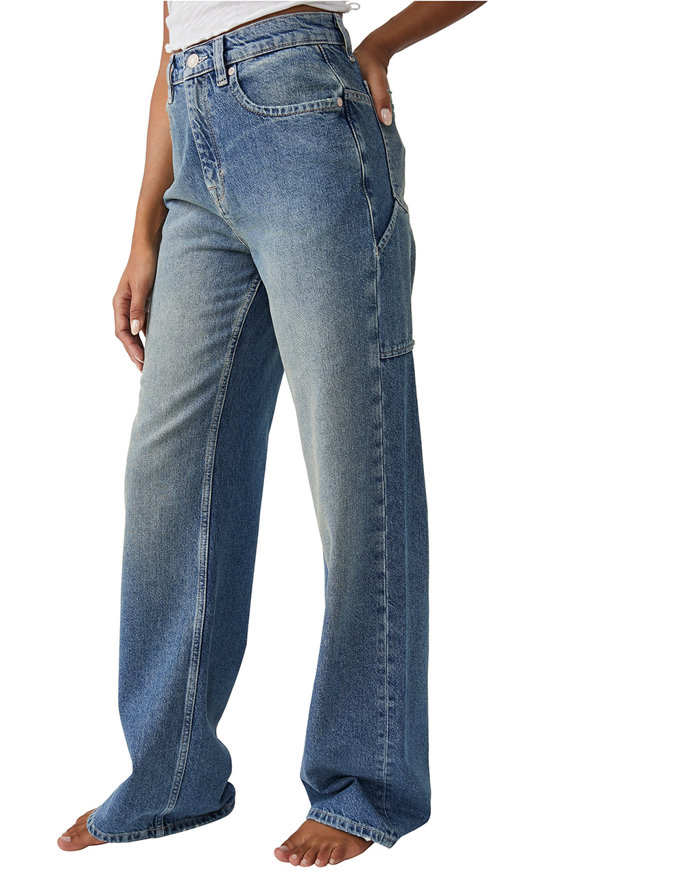 FREE PEOPLE Tinsley Baggy High Rise Womens Jeans - MEDIUM WASH