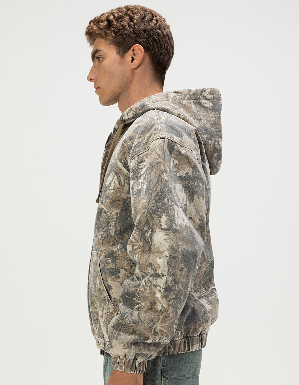 RSQ Mens Oversized Hooded Twill Jacket - CAMO