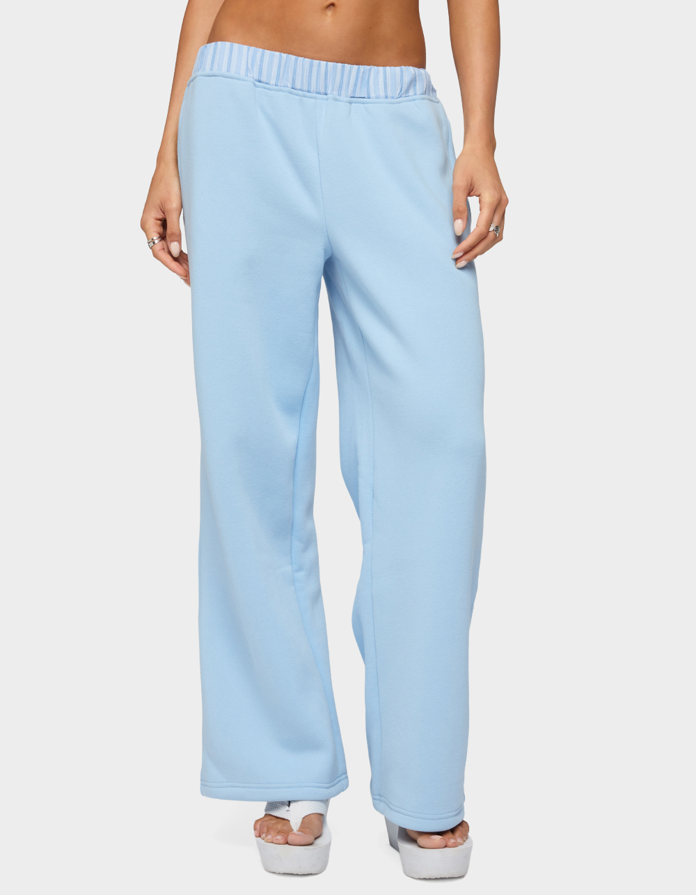 EDIKTED Core Stripey Wide Leg Sweatpants - BLUE