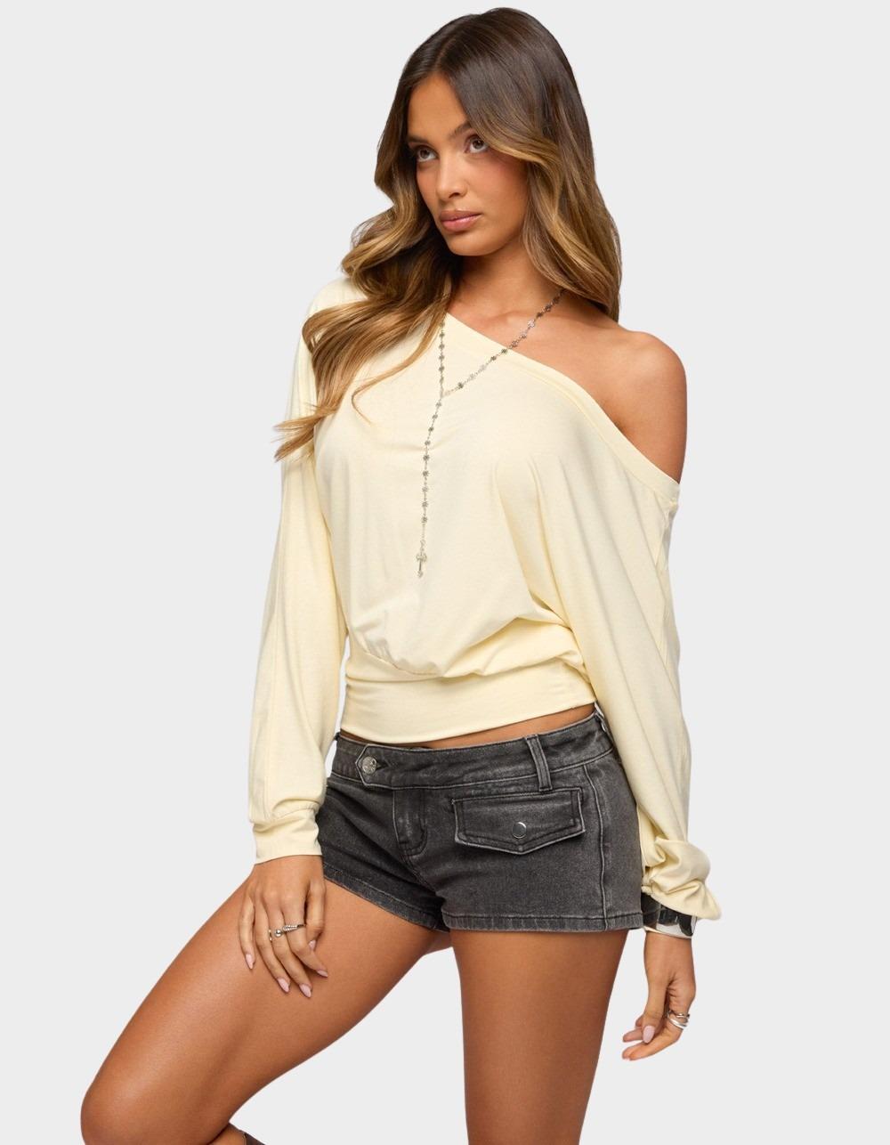 EDIKTED Caisynne Off Shoulder Top - LT YELLOW