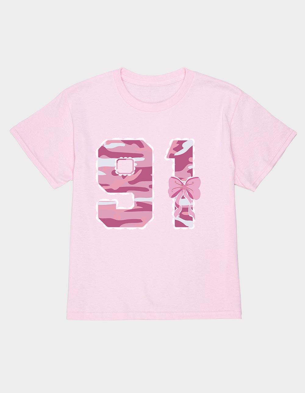 91 PINK Camo Bow Unisex Kids Tee - LIGHT