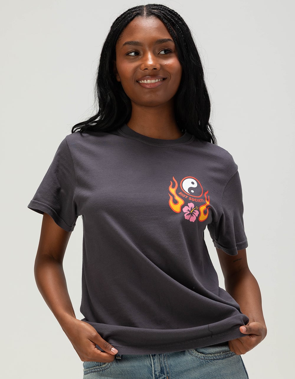 RIOT SOCIETY Surf Womens Tee - CHARCOAL