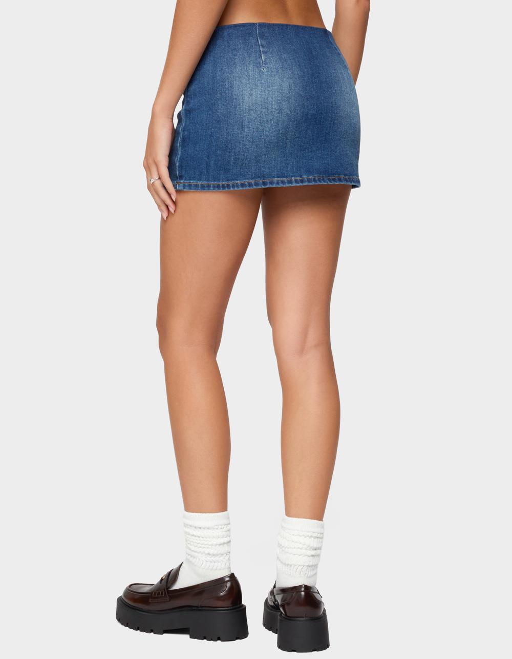 EDIKTED Archie Stretchy Denim Mini Skort - BLUE