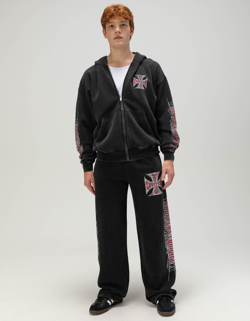 WEST COAST CHOPPERS Crawler Mens Zip-Up Hoodie - WASHED BLACK