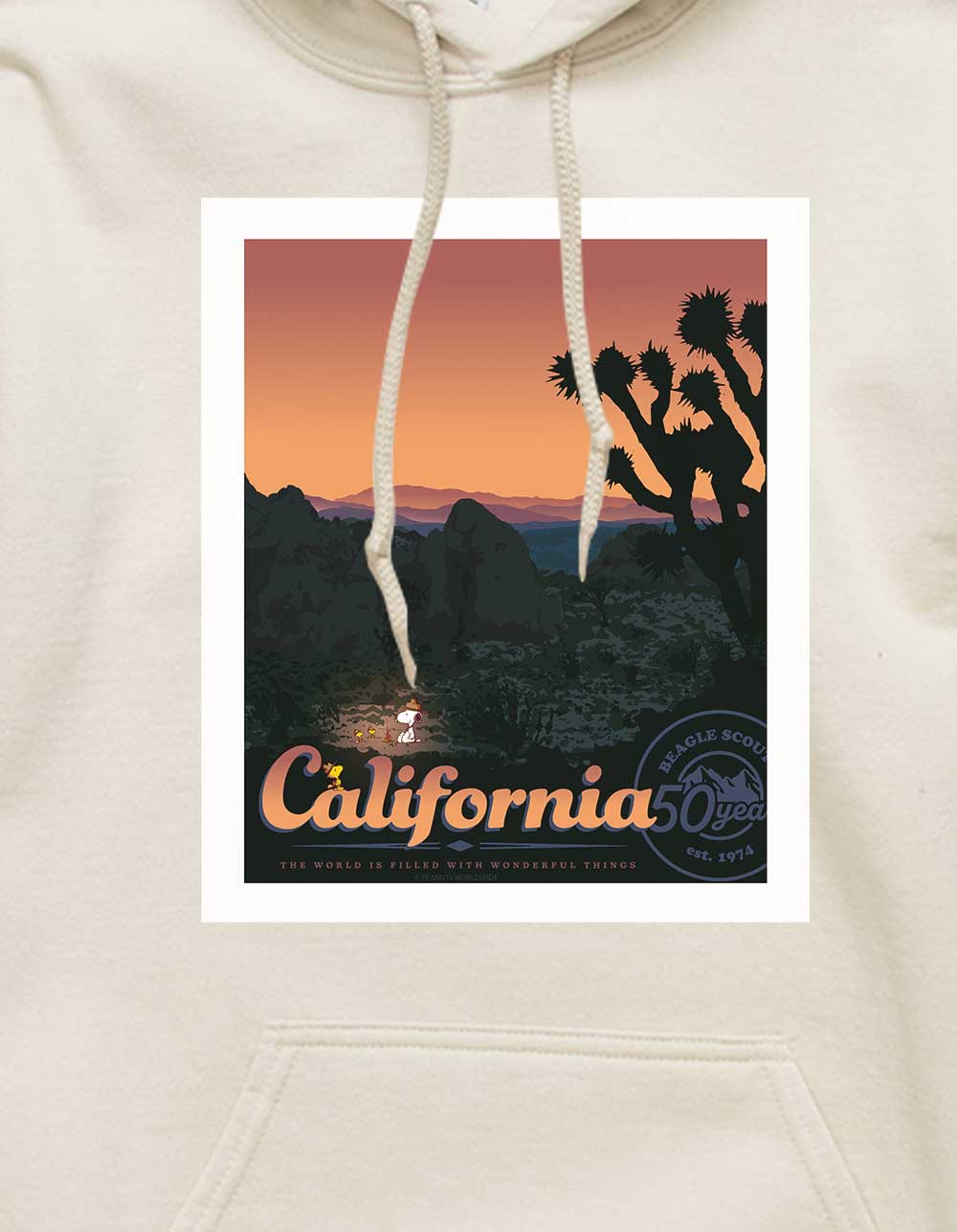 PEANUTS Beagle Scout Snoopy California Nights Unisex Hoodie - SAND