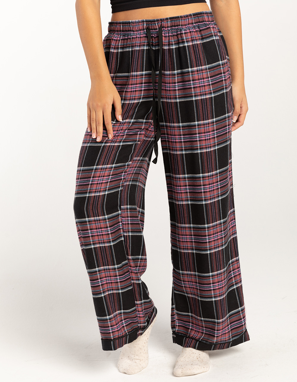 FULL TILT Plaid Womens Pajama Pants - BLACK COMBO