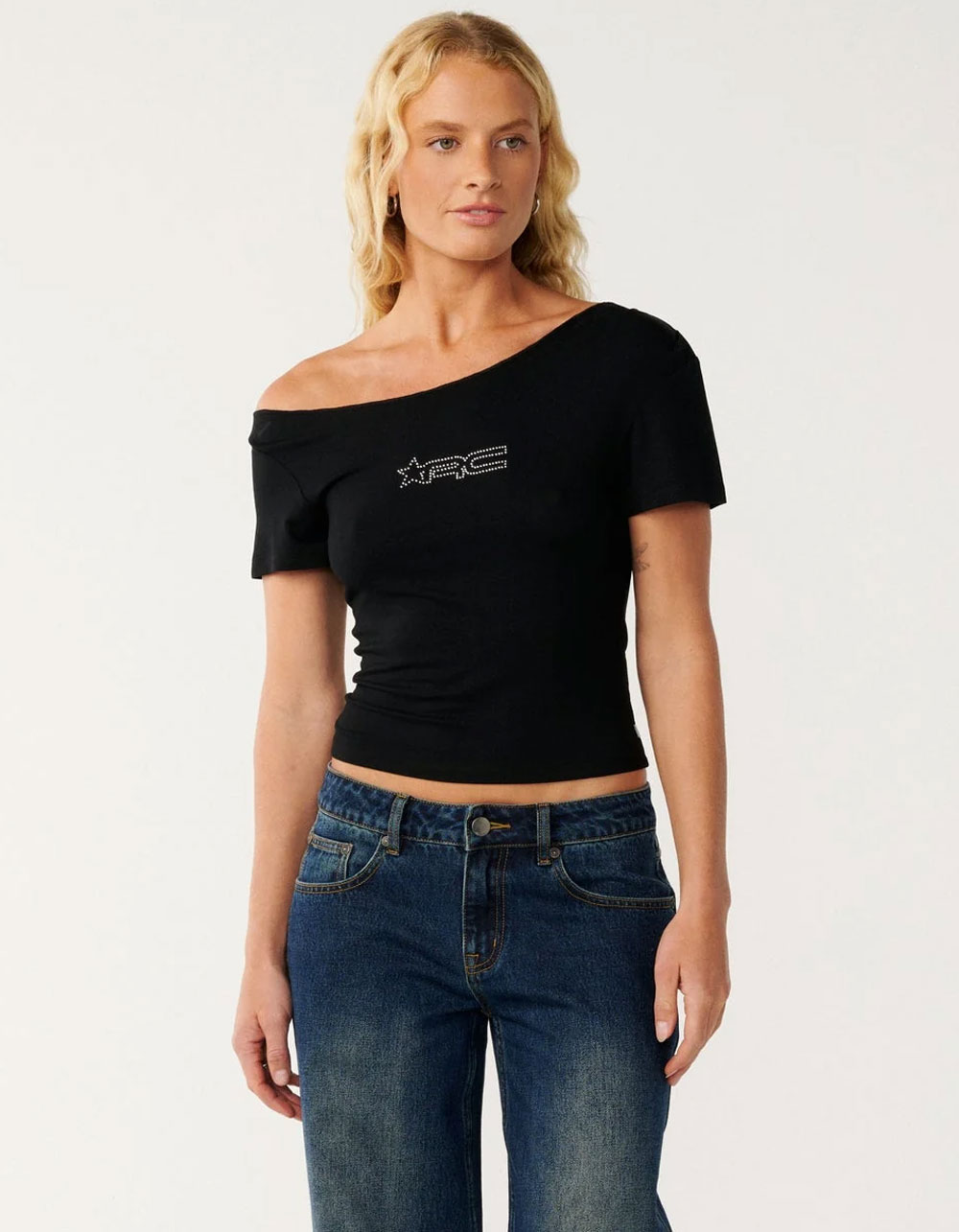 RIP CURL RC Womens Off The Shoulder Tee - BLACK