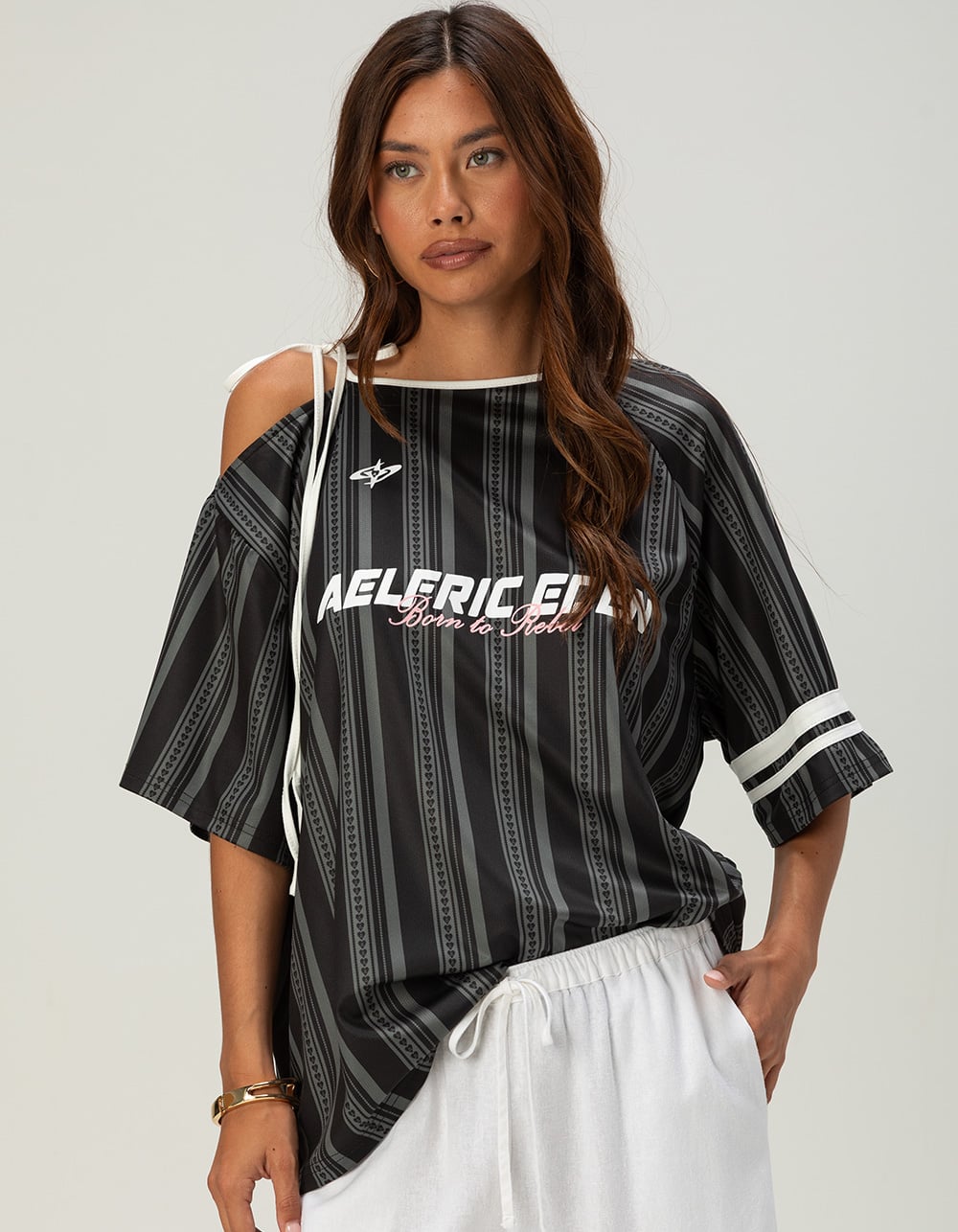 AELFRIC EDEN Stripe Womens Oversized Top - BLACK