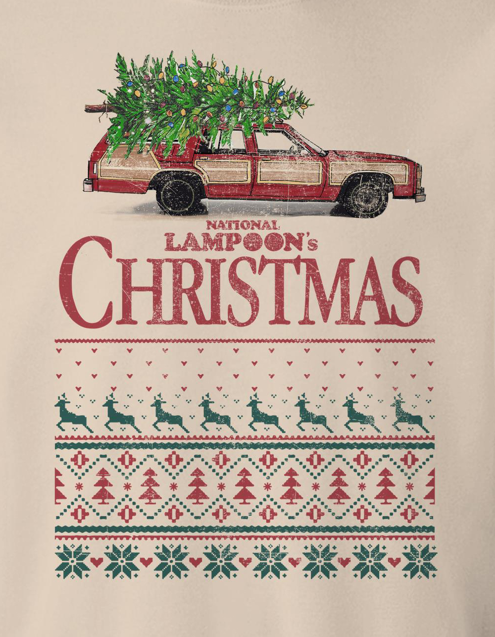 NATIONAL LAMPOON'S Christmas VACATION Pattern Unisex Crewneck Sweatshirt - SAND