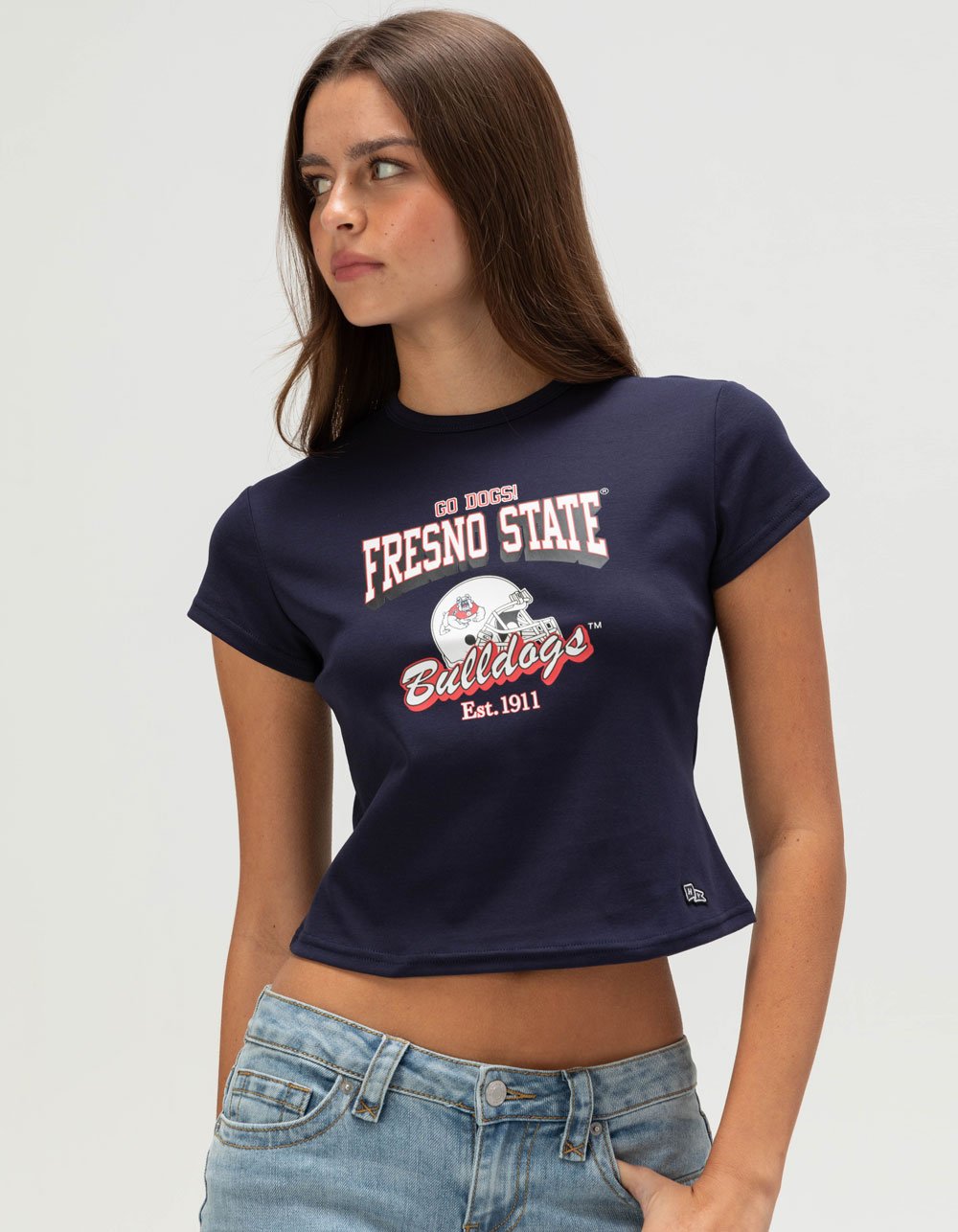 HYPE AND VICE Fresno State Womens Baby Tee  - NAVY