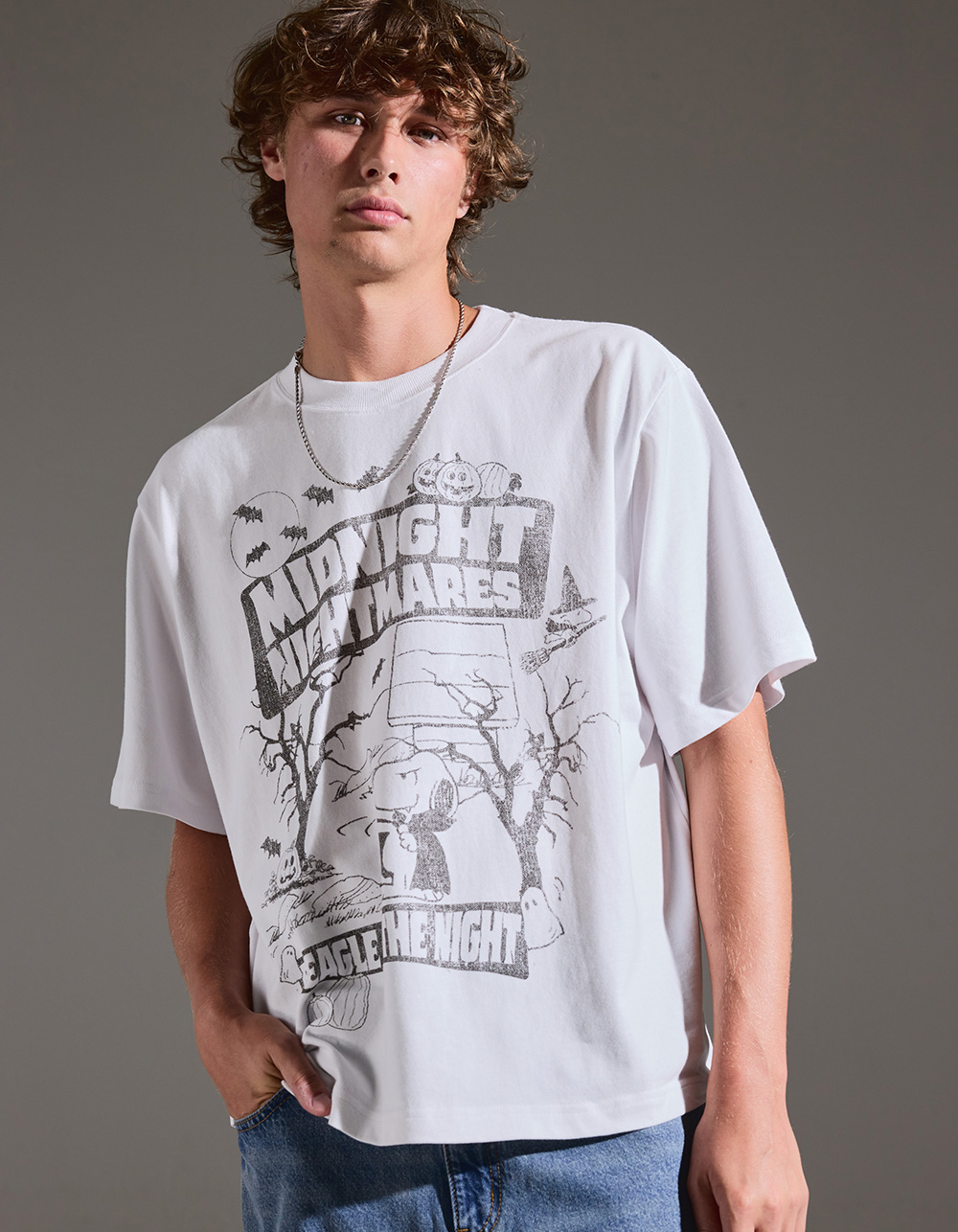 RSQ x Peanuts Midnight Mens Tee - WHITE