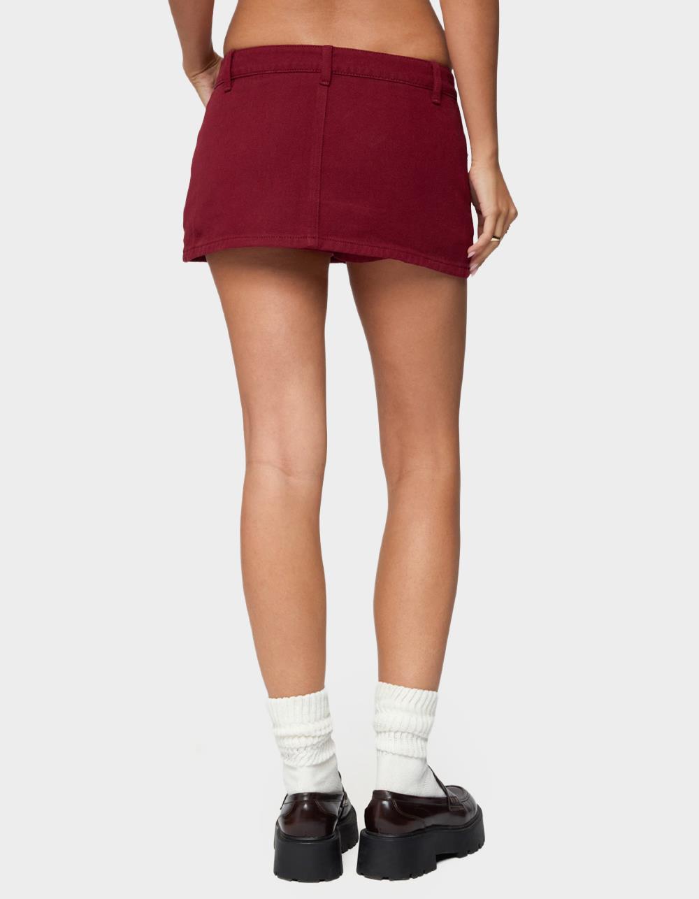 EDIKTED Camelia Denim Mini Skort - DK RED