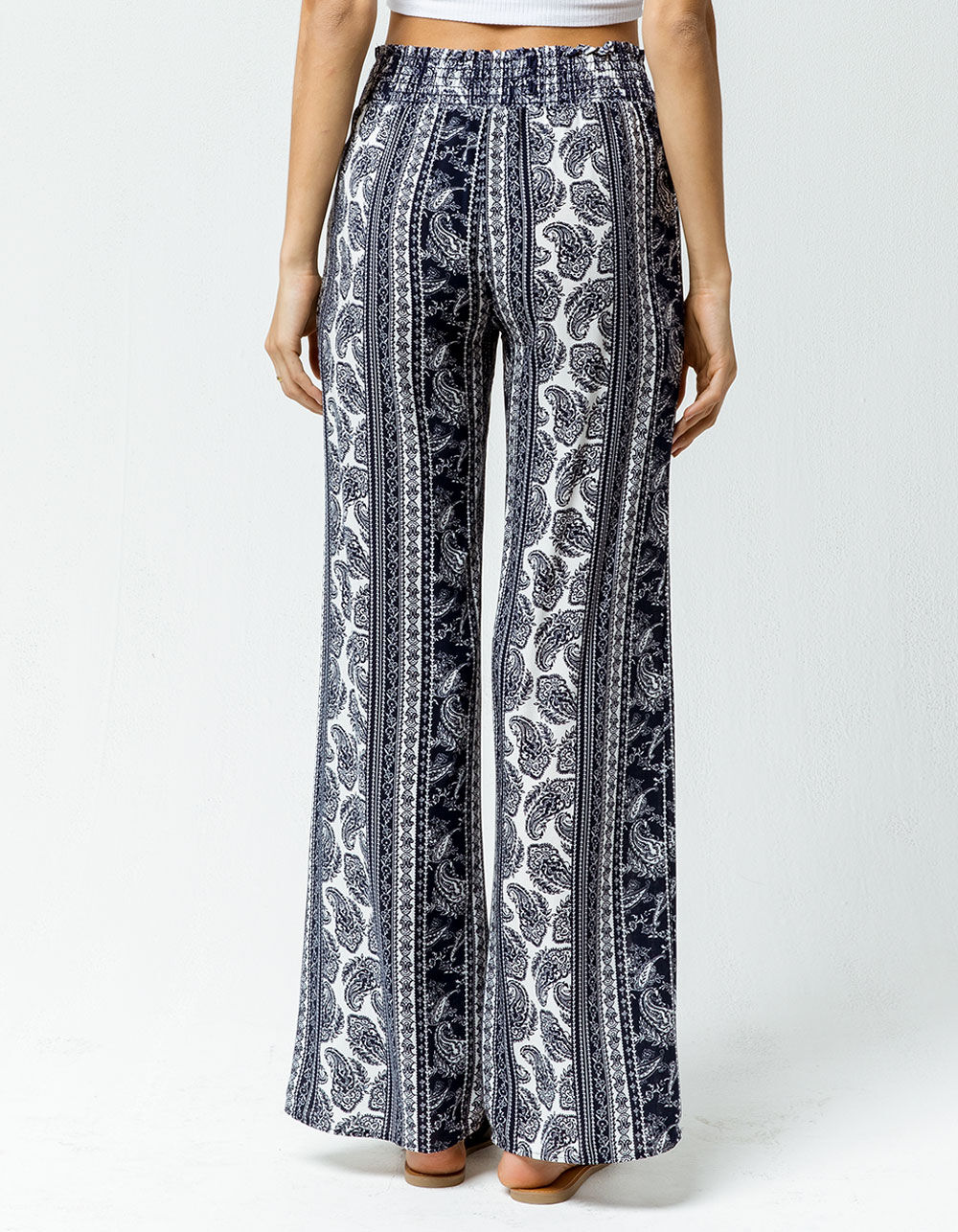 SKY AND SPARROW Linear Womens Wide Leg Pants - NAVY/WHITE | Tillys