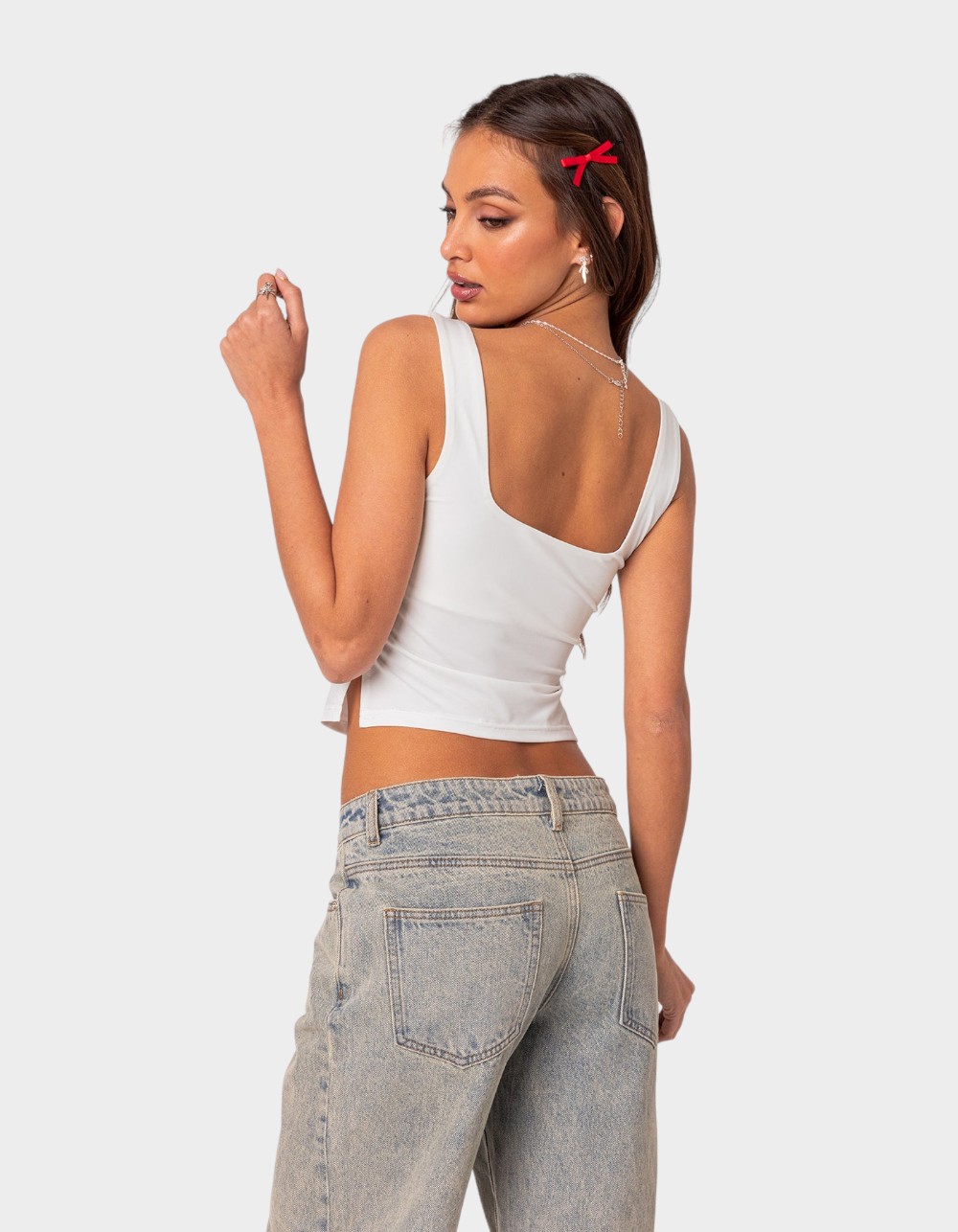 EDIKTED Marigold Side Slit Top - WHITE