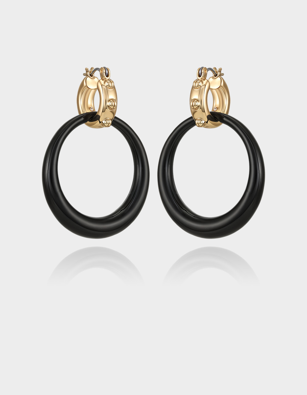 TRUE RELIGION Logo Hoop Earrings - BLACK