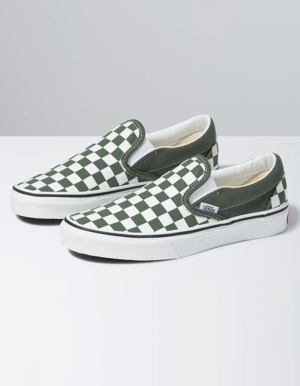 VANS Checkerboard Classic Womens Slip On Shoes - OLIVE | Tillys