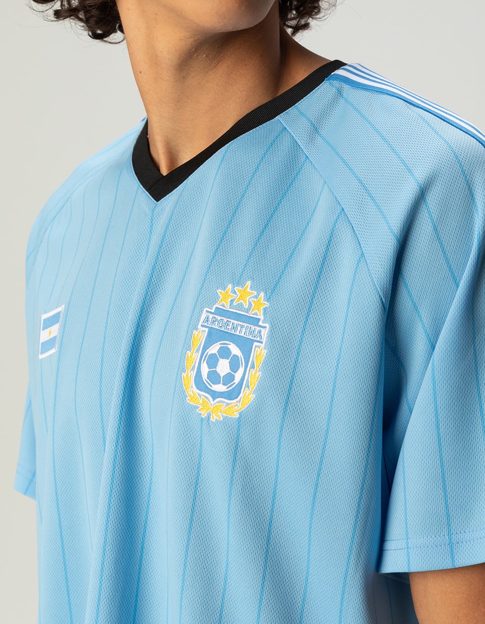 RSQ Mens Argentina Baggy Crop Soccer Jersey - LIGHT BLUE