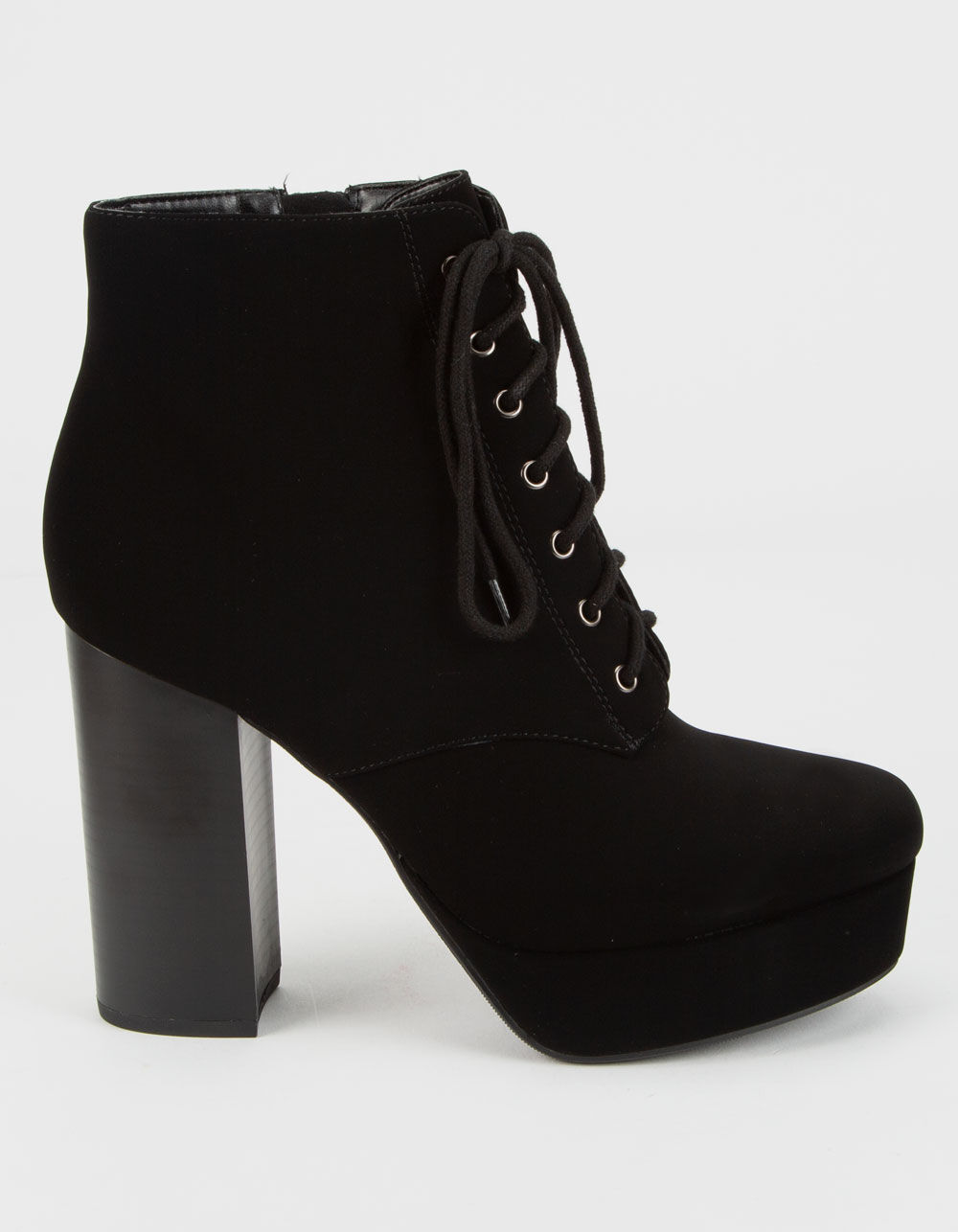 DELICIOUS Lace-Up High Stack Womens Booties image number 1