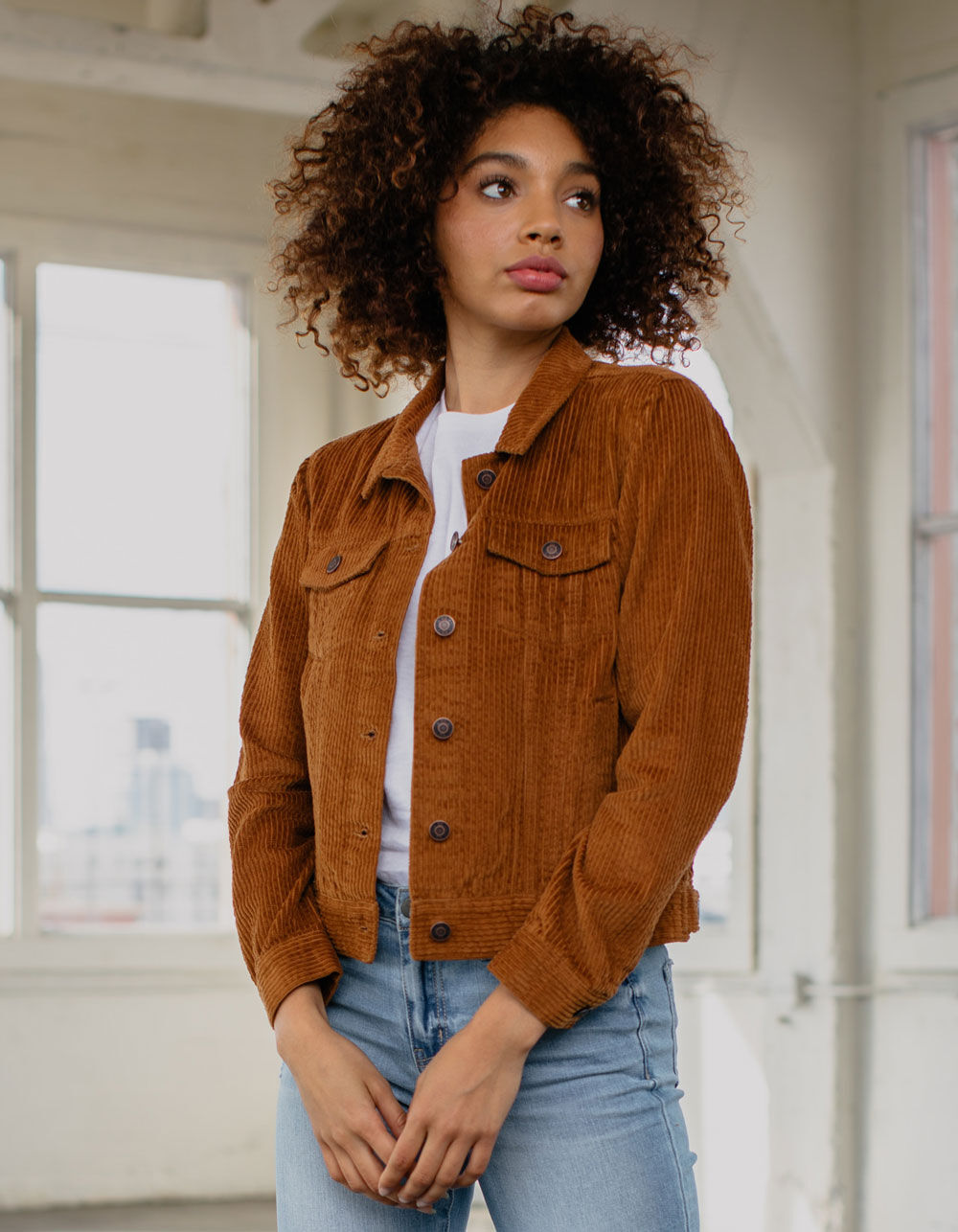 RSQ Camel Womens Corduroy Jacket image number 1