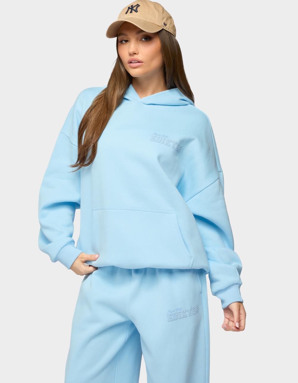 Edikted Pastel Edit Oversized Hoodie - LIGHT BLUE