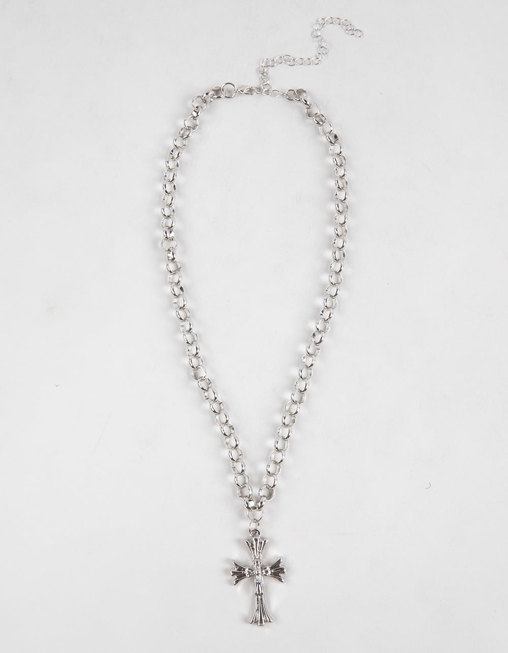 RSQ Cross Pendant Chain Link Necklace - SILVER