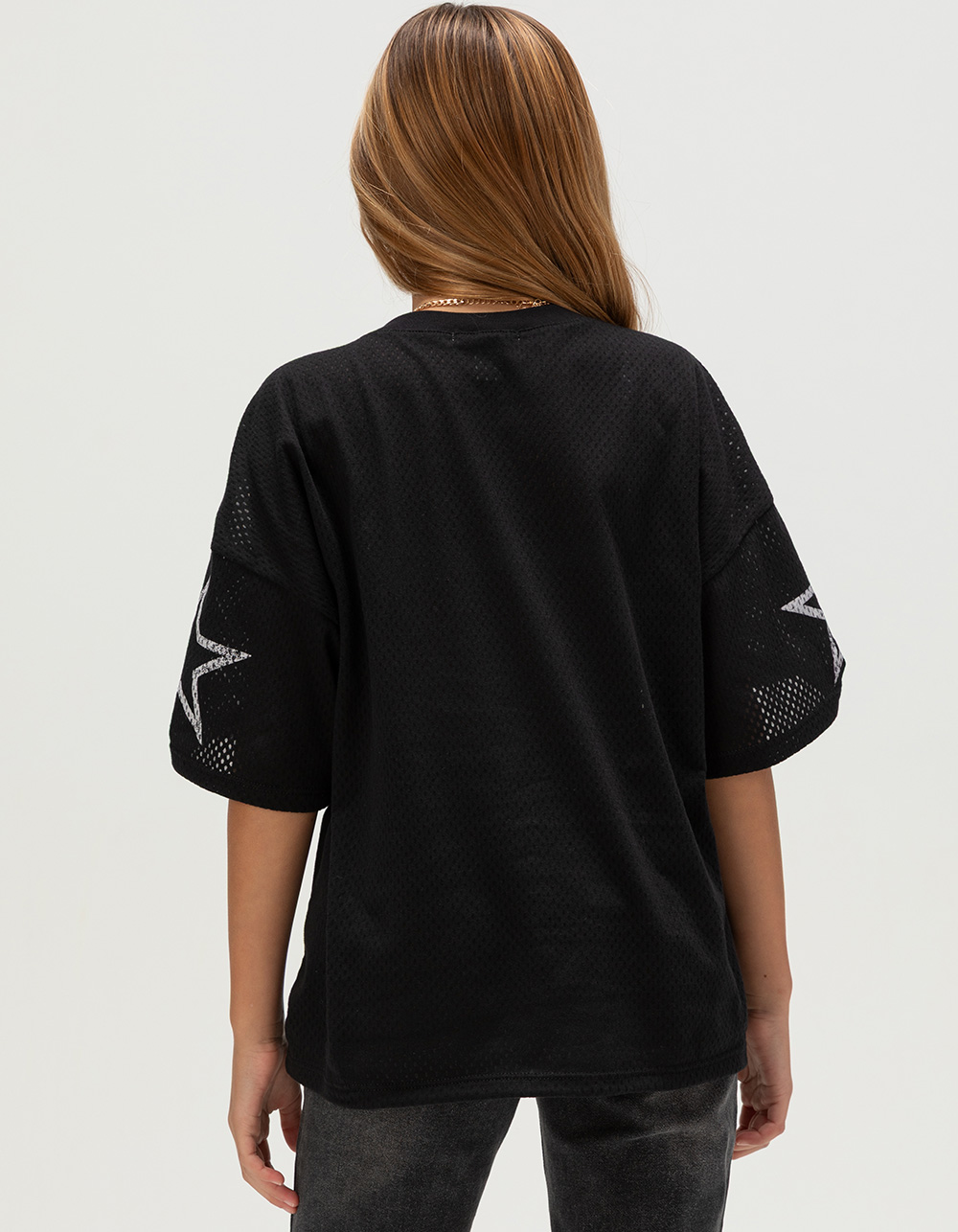 FULL TILT 23 Star Girls Mesh Tee  - BLACK
