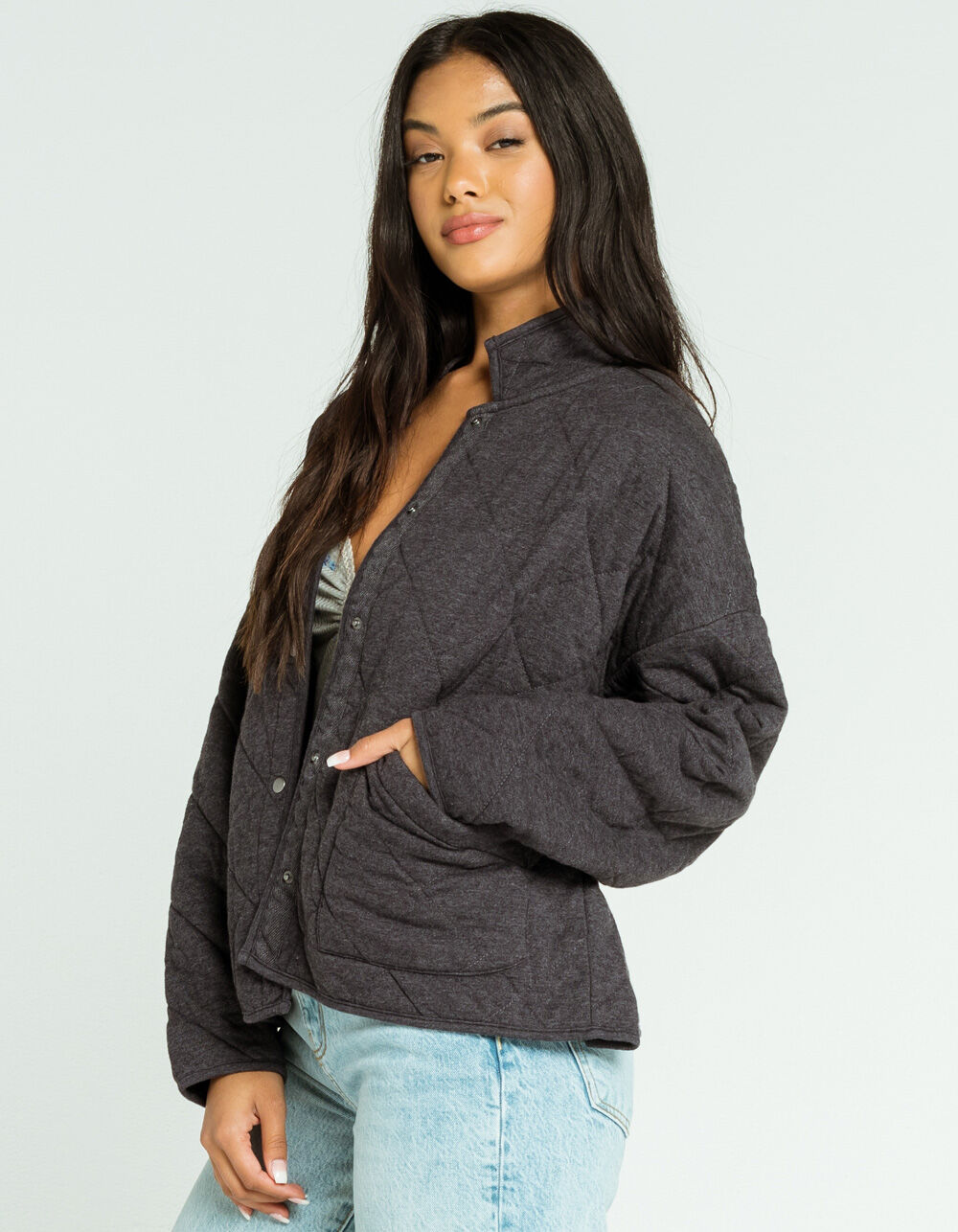WEST OF MELROSE All The Feels Womens Quilted Jacket - OFF BLACK | Tillys
