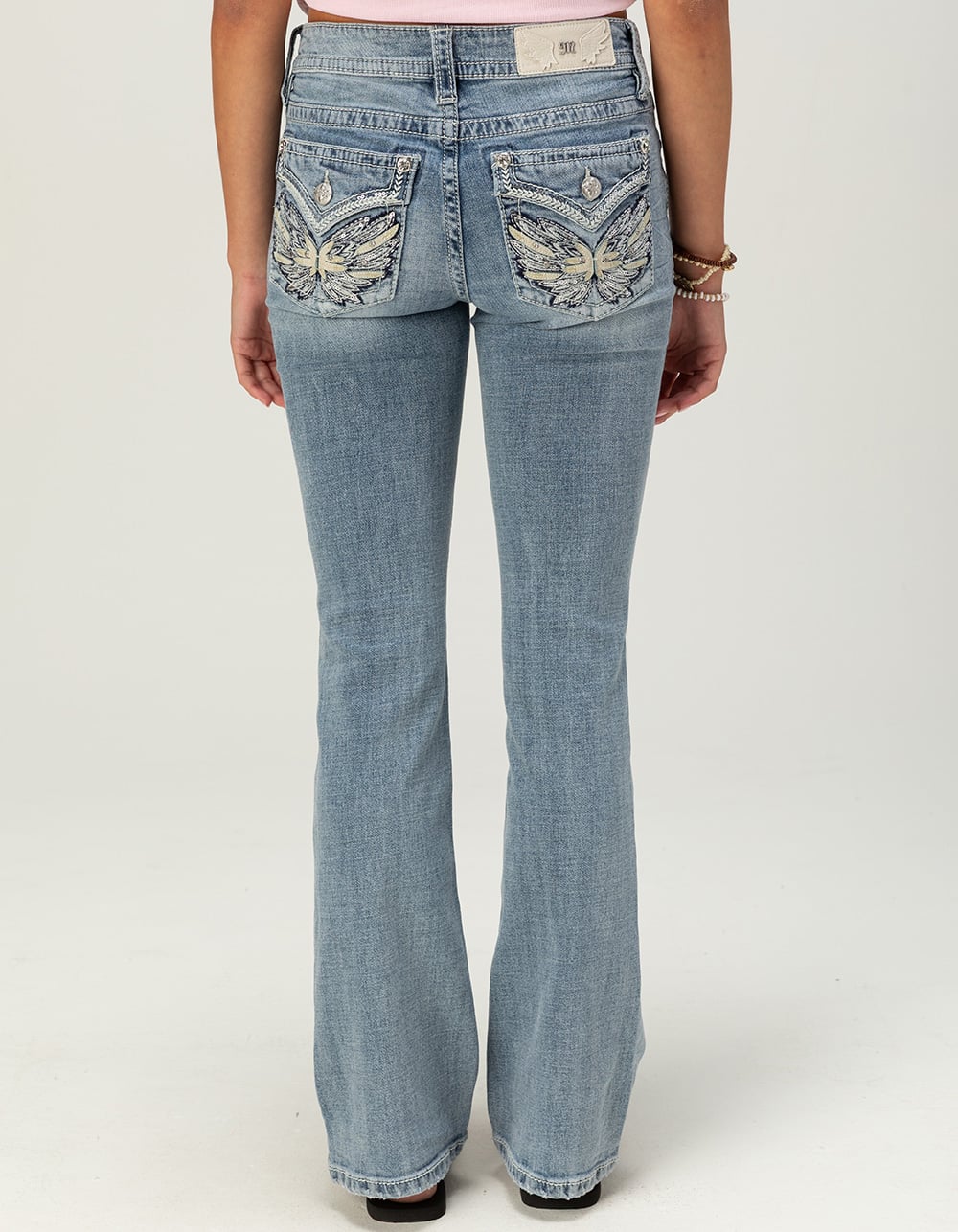 MISS ME Wing Mid Rise Womens Bootcut Jeans - LIGHT WASH