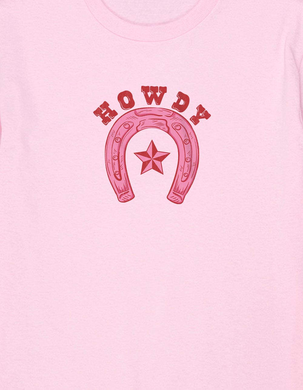 WESTERN Howdy Horseshoe Unisex Kids Tee - LIGHT PINK