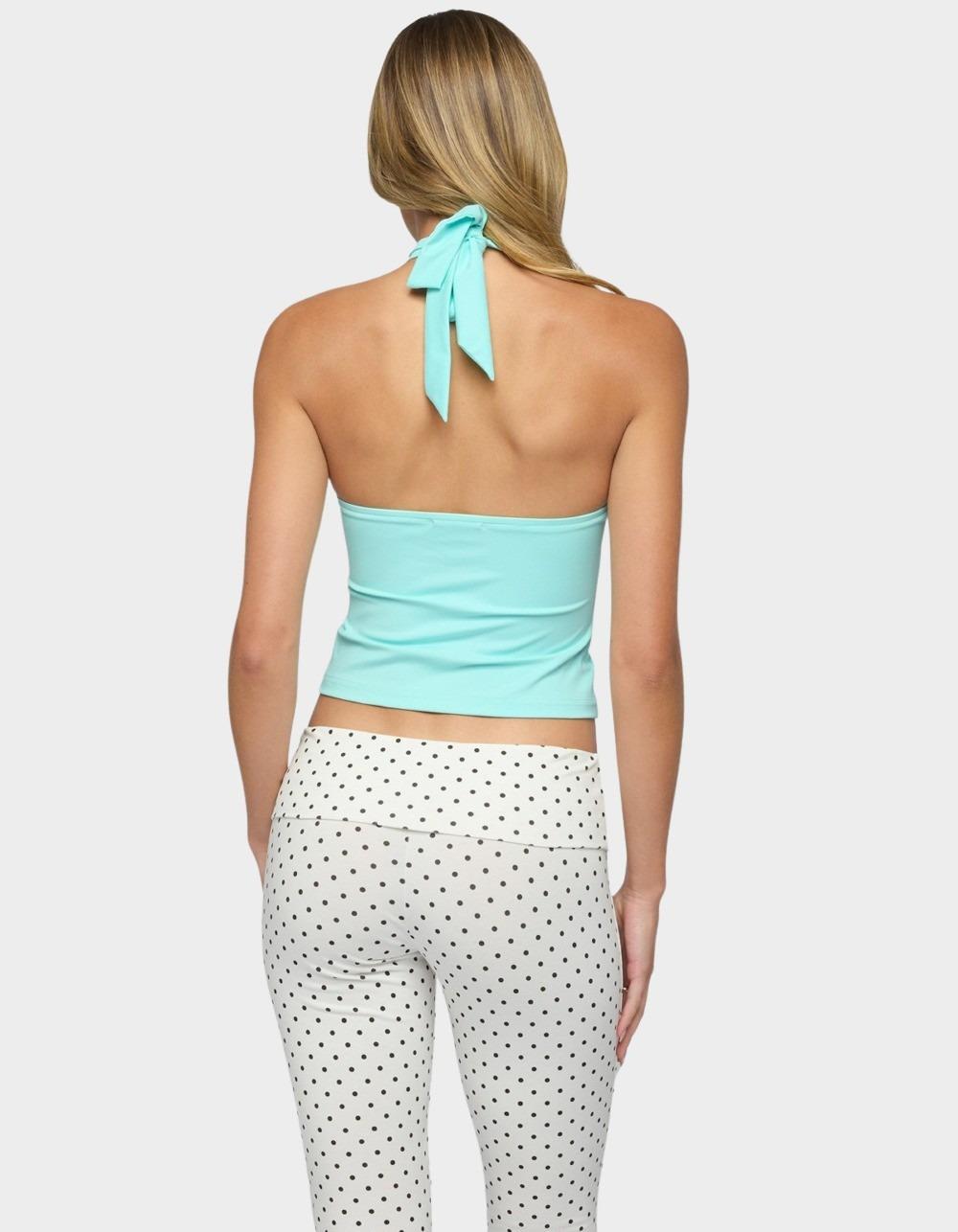 EDIKTED Ikara Backless High Neck Halter Top - BLUE